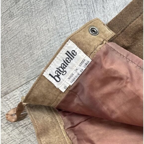 Bagatelle Leather Skirt Womens 8 Brown Suede‎ Pencil Zip Lined Retro Western 80s - Picture 3 of 9